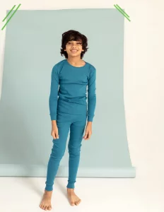 Leveret Boys Girls Kids Two Piece Cotton Pajamas Solid Teal Blue 8 Year