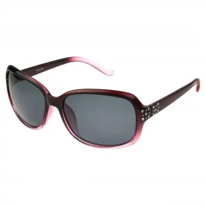 Panama Jack Womens Polarized Studded Rectangle Sunglasses, Purple CrystalLight Purple on Bottom, 59