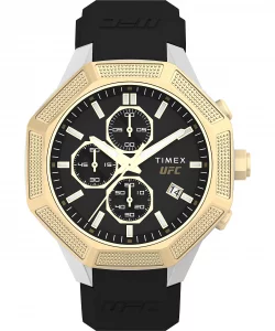 Timex UFC Mens King 45mm Watch - Black Strap Black Dial Silver-Tone Case