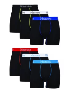 Hanes Mens Boxer Cotton Stretch Moisture-Wicking Multi-pack Underwear Brief Black - 6 Pack X-Large