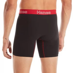 Hanes Mens Boxer Cotton Stretch Moisture-Wicking Multi-pack Underwear Brief Black - 6 Pack X-Large