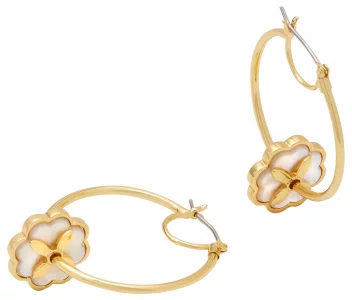 kate spade new york Heritage Bloom Hoops, Cream Gold Color