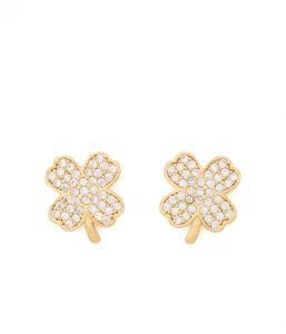 kate spade new york Lucky Charm Pave Clover Studs, ClearGold