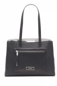 Calvin Klein Womens Hadley Tote Bag 2 in 1, Vegan Leather, 5 Pockets, BlackDove, One Size