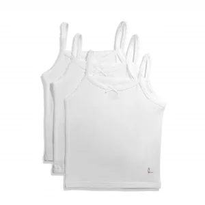 Feathers Girls Solid White Tagless Cami Super Soft Undershirts 3Pack 7 yrs White