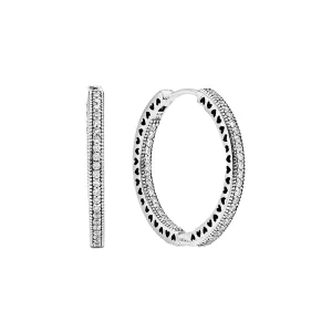 PANDORA Sparkle Hearts Hoop Earrings - Elegant Earrings for Women - Gift for Her - Sterling Silver Cubic Zirconia - With Gift Box