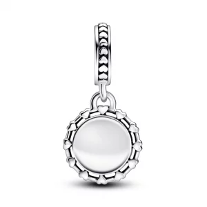 PANDORA Engravable Heart Dangle Charm - Gift for Her - Compatible Moments - with Sterling Silver - with Gift Box