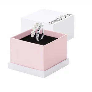 PANDORA Treated Freshwater Cultured Pearls Pav Open Ring - Silver Ring for Women - Gift for Her - Sterling Silver with Cubic Zirconia Freshwater Pe