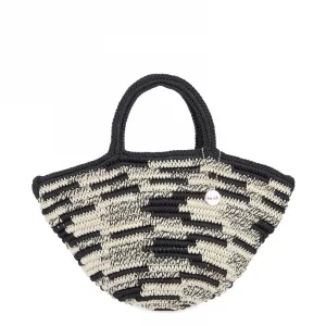 The Sak Calla Small Tote Bag in Crochet, Double Handle Straps, Midnight Ombre Tile
