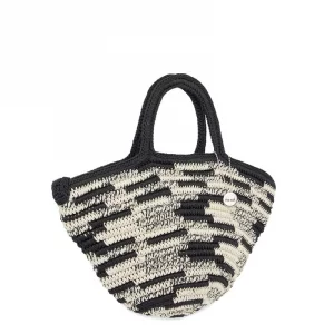 The Sak Calla Small Tote Bag in Crochet, Double Handle Straps, Midnight Ombre Tile