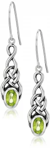 Amazon Essentials Sterling Silver Genuine Peridot Celtic Knot Linear Drop Earrings, previously Amazon Collection