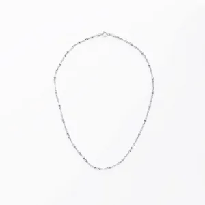 Amazon Essentials Womens Sterling Silver Singapore Bead Chain Station Necklace, 14 previously Amazon Collection