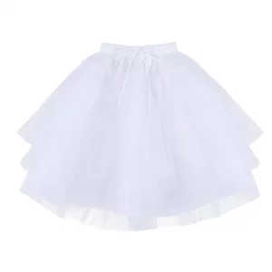 ACSUSS Kids Girls Elestic Waist Crinoline Slip Petticoat Wedding Bridesmaid Flower Dress Mesh Under Skirts White One Size