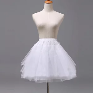 ACSUSS Kids Girls Elestic Waist Crinoline Slip Petticoat Wedding Bridesmaid Flower Dress Mesh Under Skirts White One Size