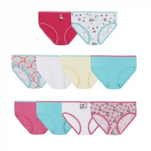 Hanes Girls 100 Cotton Tagless Panties Available in 10 and 20 Pack Briefs Assorted Colors May Vary 8 USPack of 10