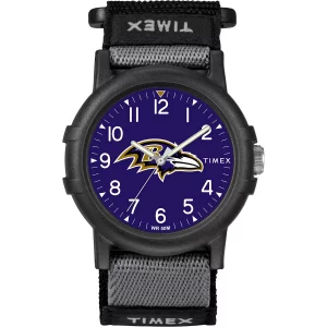 Timex NFL Recruit 38mm Watch Baltimore Ravens with Black Fabric Strap