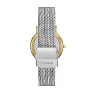 Skagen Womens Signatur Lille Two-Hand Silver Stainless Steel Mesh Watch and Bracelet Set