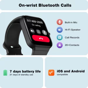 Fitpolo Smart Watch for Men Women,1.8 Touchscreen, Bluetooth Call, Alexa Built-in,247 Heart Rate, SpO2 Monitor, Step Counting, Sleep Tracking,IP68 Wa