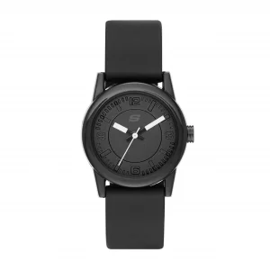 Skechers Womens Rosencrans Mini Quartz Casual Sports Silicone Three-Hand Analog Watch, Color Black Model SR6028