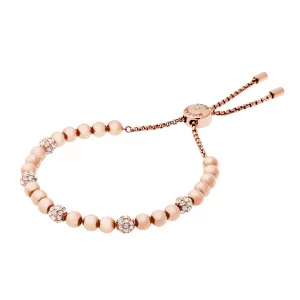 Michael Kors Stainless Steel and Pav Crystal Beaded Bracelet for Women, Color Rose Gold Model MKJ5220791