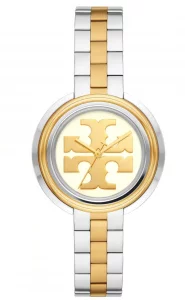 Tory Burch Miller Womens Two-Tone Dress Watch, White Gold Dial, Stainless Steel
