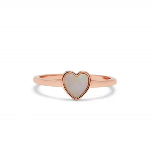 Pura Vida Rose Gold Heart of Pearl Ring - Mother of Pearl, Brass Base - Size 5
