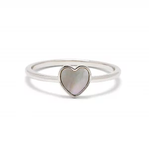 Pura Vida Silver Heart of Pearl Ring - Mother of Pearl, Brass Base Band - Size 6