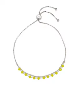 Pura Vida Bracelet Neon Chain Slider Bracelet - Womens Bracelet with Glass Beads, Silver Bracelets for Women with Rhodium Plating - Cute Bracelets, T