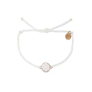 Pura Vida Rose Gold-Plated Cameo Flower Bracelet - Adjustable Band, Coated Brand Charm - White