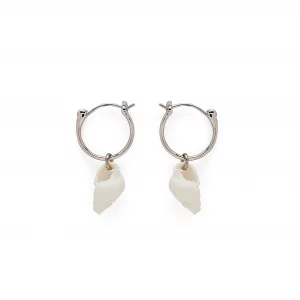 Pura Vida Silver-Plated Elle Shell Hoop Earrings - Brass Base, Sterling Silver Posts - 1 Pair