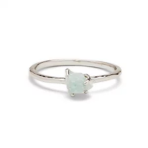 Pura Vida Silver Plated Raw Gemstone Ring wAmazonite - Brass Base, Rhodium Plating - Size 7