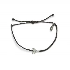 Pura Vida Silver Iridescent Mermaid Fin Bracelet - 100 Waterproof, Adjustable Band, Brand Charm - Black