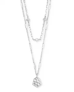 Kendra Scott Clove Multi Strand Adjustable Length Necklace for Women, Fashion Jewelry, Bright Silver