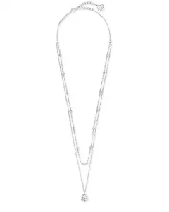 Kendra Scott Clove Multi Strand Adjustable Length Necklace for Women, Fashion Jewelry, Bright Silver