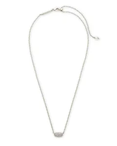 Kendra Scott Grayson Crystal Pendant Necklace in Silver-Plated Brass, Fashion Jewelry for Women, White Cubic Zirconia