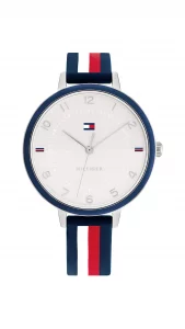 Tommy Hilfiger Womens Quartz Stainless Steel Case and Silicone Strap Watch, Color Multi Color Model 1782584
