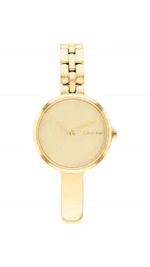 Calvin Klein Bangled Womens Ionic Plated Thin Gold Steel Case Quartz Watch with Ionic Plated Thin Gold Steel Bangle Model 25200279
