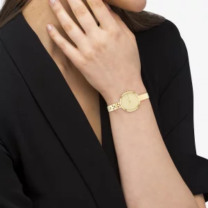 Calvin Klein Bangled Womens Ionic Plated Thin Gold Steel Case Quartz Watch with Ionic Plated Thin Gold Steel Bangle Model 25200279