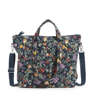 Vera Bradley Cotton Slouchy Tote Bag, Fresh-Cut Floral Green