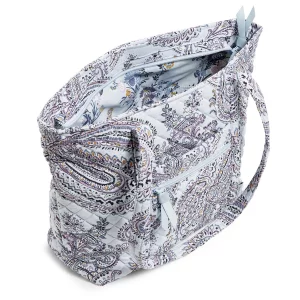 Vera Bradley Womens Cotton Small Vera Tote Bag, Soft Sky Paisley, One Size