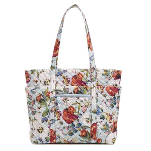 Vera Bradley Womens Cotton Deluxe Vera Tote Bag, Sea Air Floral - Recycled Cotton, One Size
