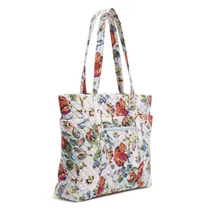 Vera Bradley Womens Cotton Deluxe Vera Tote Bag, Sea Air Floral - Recycled Cotton, One Size