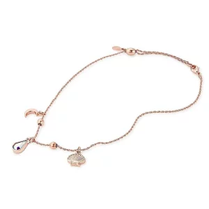 Alex and Ani Adjustable Anklet for Women, Summer Oceanside Beach Multi-Charm, Shiny Rose Gold Finish, 11.5 in