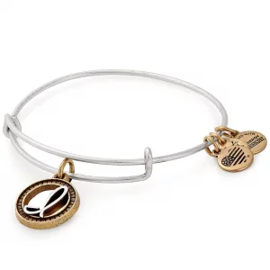 Alex and Ani Womens Initial I II Bangle Two Tone Bracelet, Rafaelian Silver