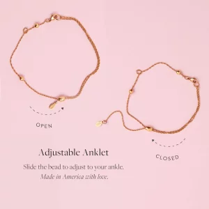 Alex and Ani Adjustable Anklet for Women, Star of Venus Charm, Shiny Rose Gold Finish, 11.5 in