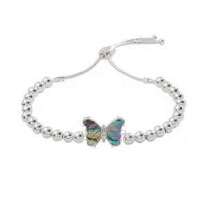 Alex and Ani Carved Abalone Butterfly Tennis Bolo Bracelet