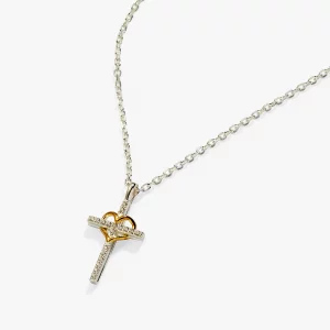 Alex and Ani Cross And Heart Necklace, Sterling Silver