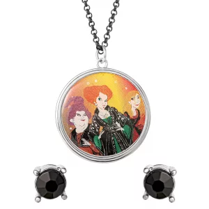 Disney Hocus Pocus Womens Earrings and Necklace Set - Stud Earrings for Women with Hocus Pocus Necklace - Hocus Pocus