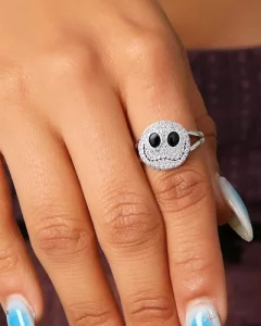 Disney The Nightmare Before Christmas Womens Ring Size 7 - Sterling Silver and Cubic Zirconia Jack Skellington Ring - The Nightmare Before Christmas
