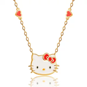 Hello Kitty Sanrio Womens Necklace 18 - Flash-Plated Necklace wStation Hearts Official License